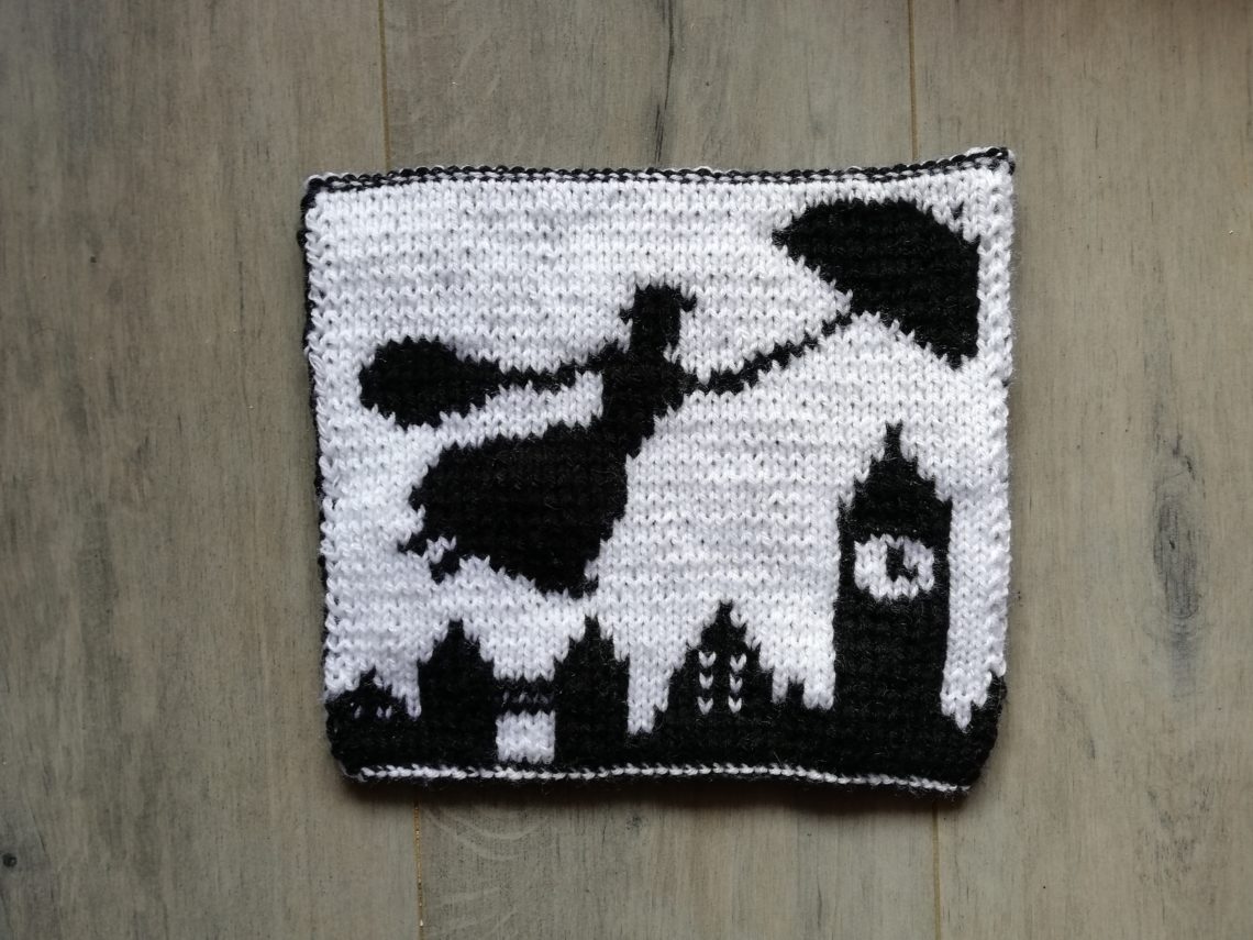 Carré de couverture Mary Poppins au tricot